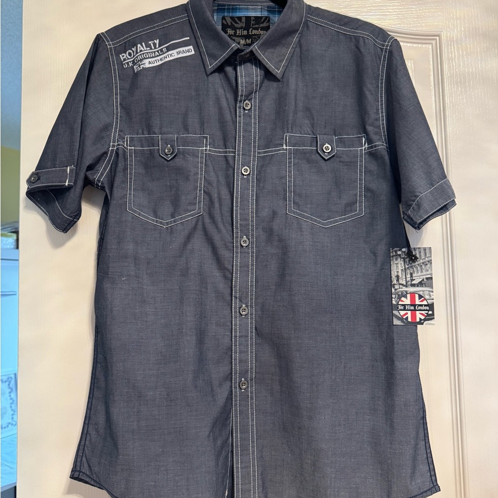 Royalty For Me Gray Casual Button Down Shirt
